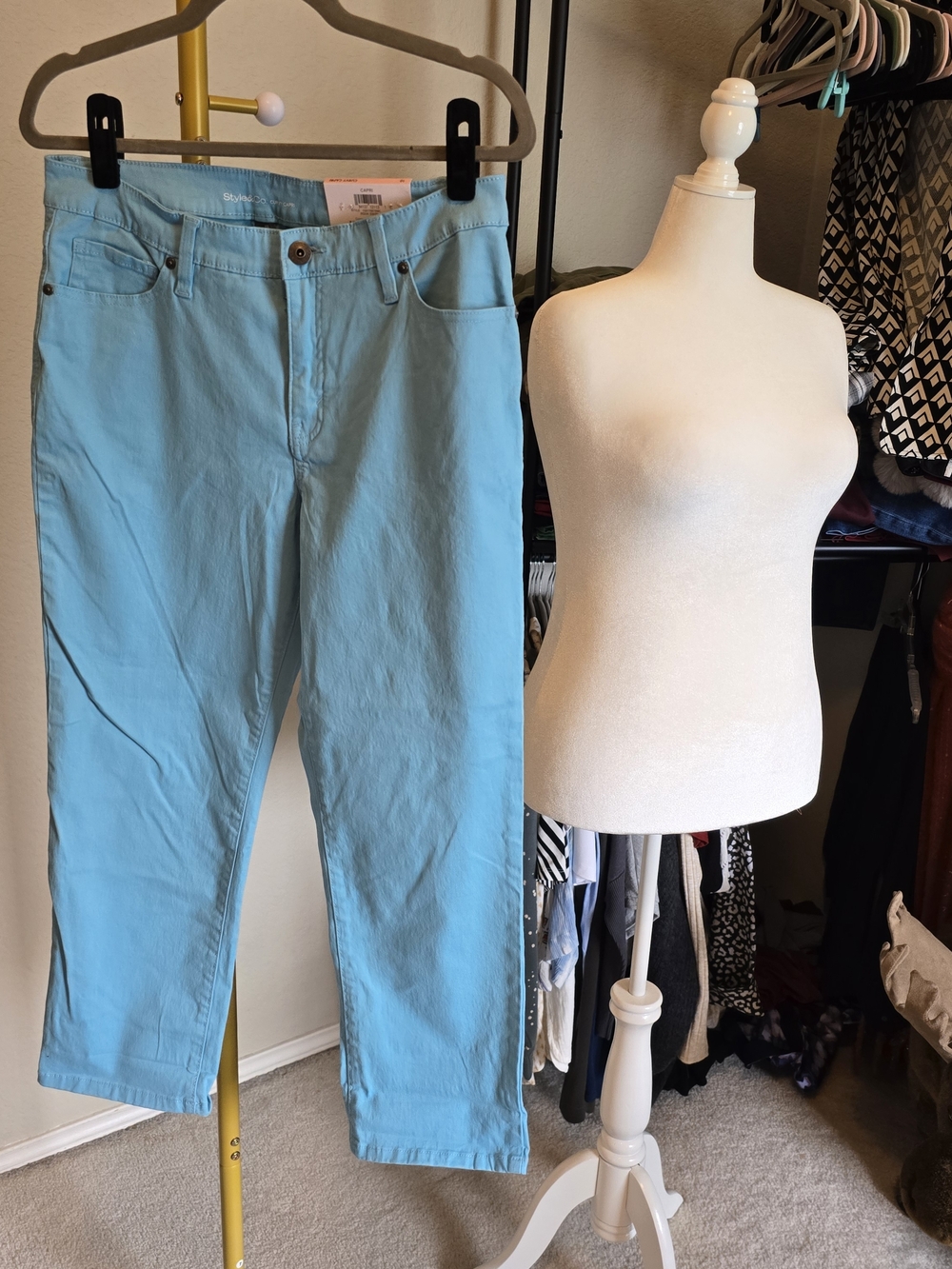 Style & Co. Cropped Jeans in Bright Aqua Blue